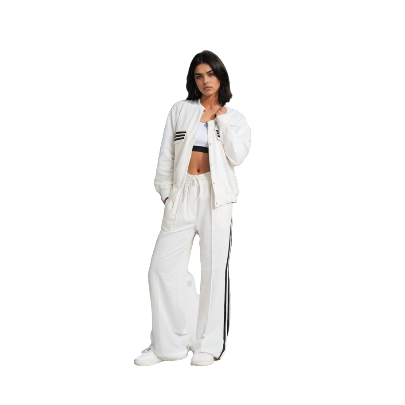 Ensemble de survêtement à rayures pour femme
