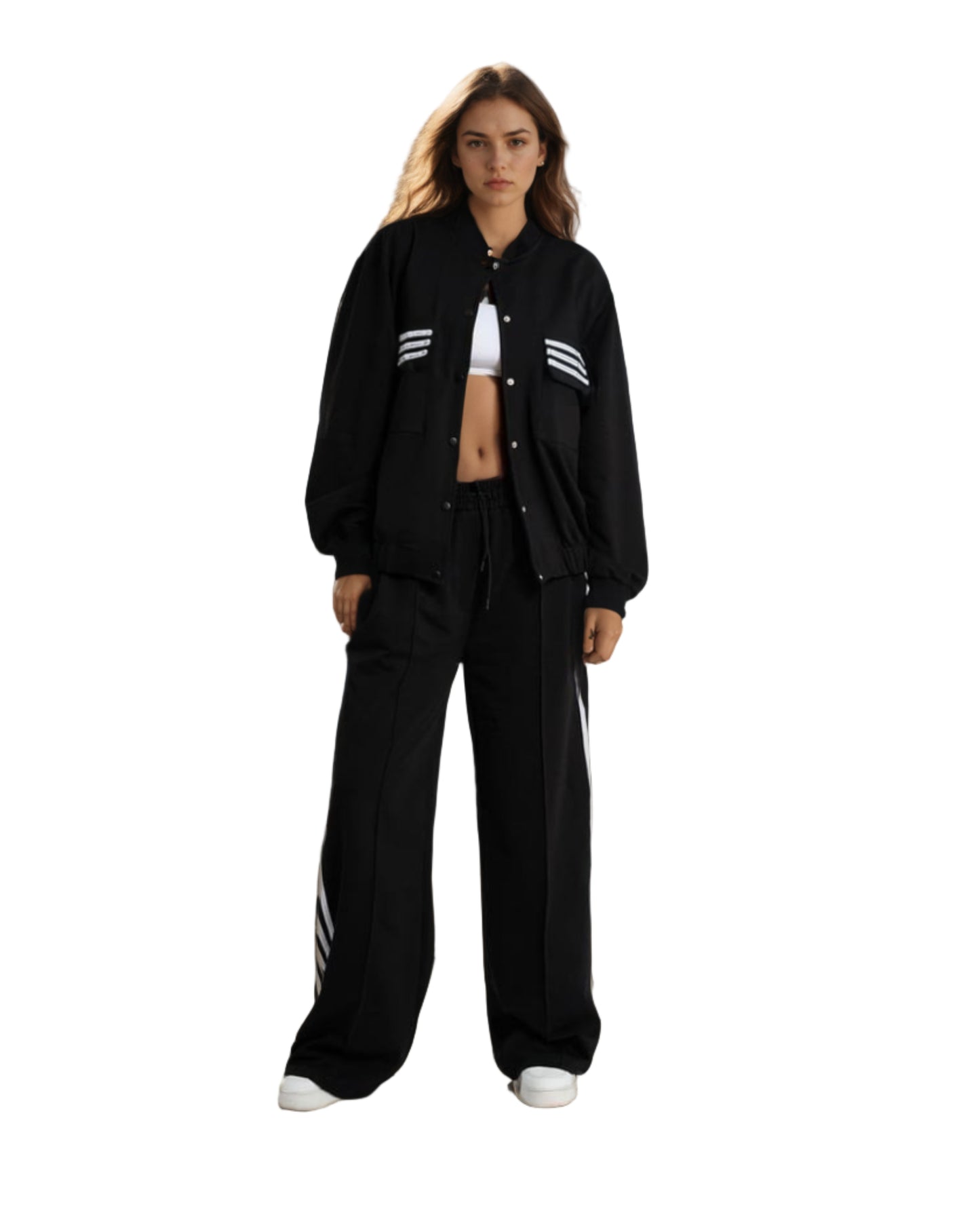 Ensemble Sportif Élégant Noir et Blanc